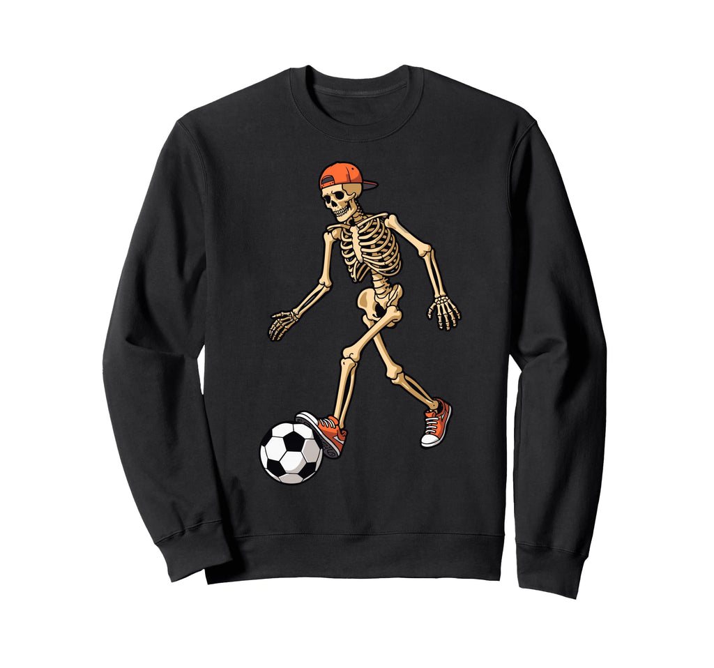 Funny Skeleton Soccer Balls Football Sweatshirt - Unique Graphic Unisex
