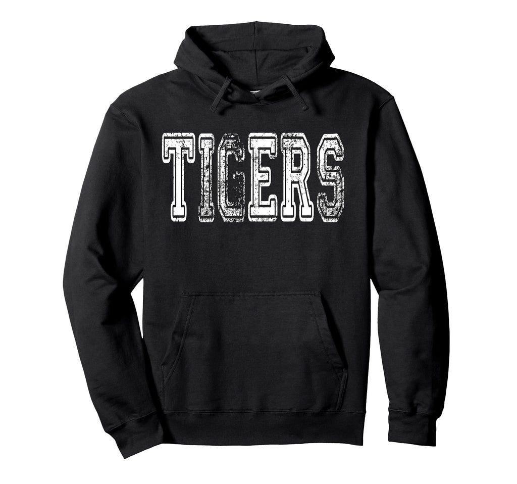 Tigers Mascot Distressed School Sports Hoodie - Trendy Graphic Men Women
