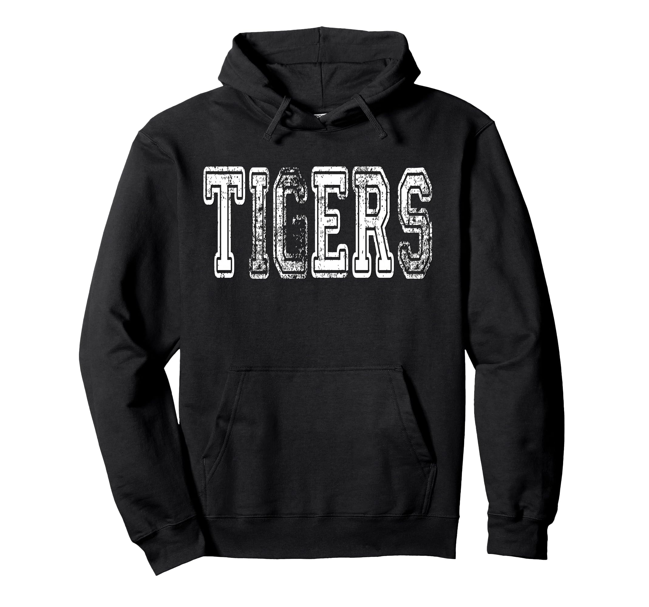 Tigers Mascot Distressed School Sports Hoodie - Trendy Graphic Men Women
