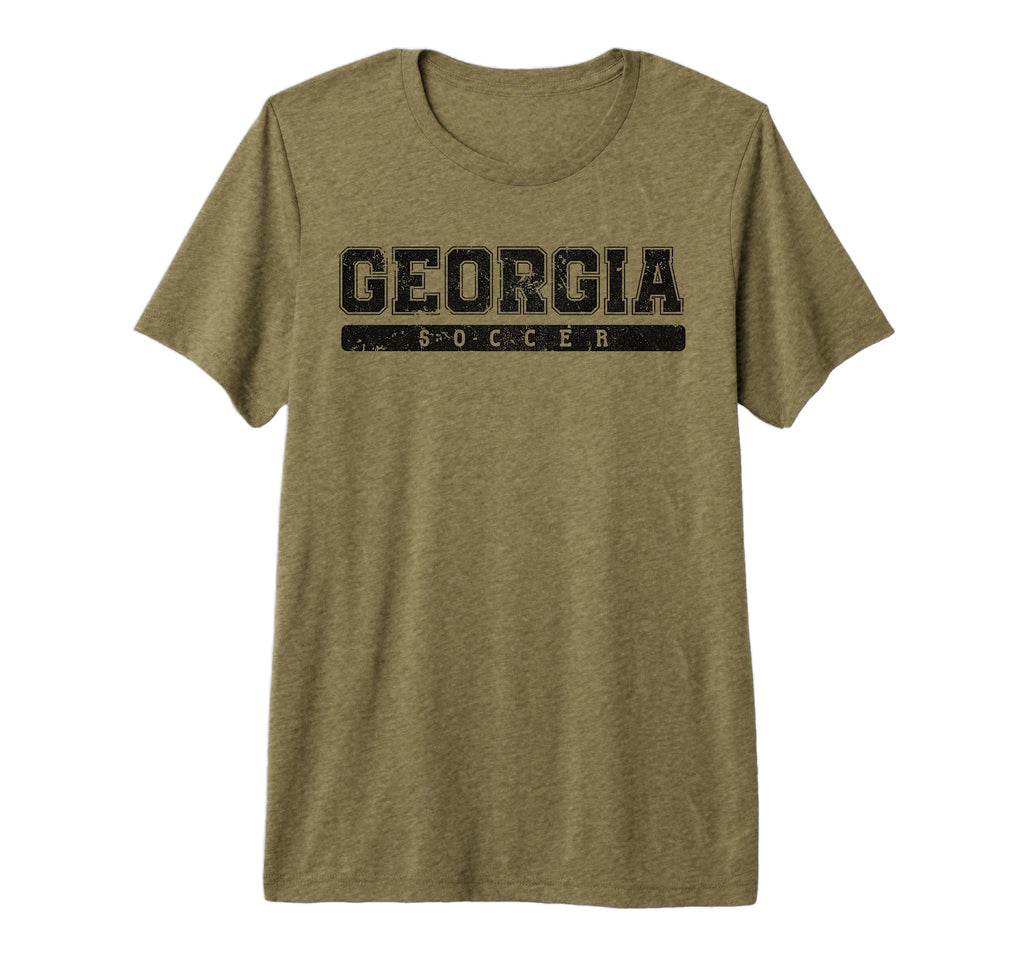 Georgia Soccer Black Text Tri Blend T-Shirt - Minimalist Print for Adults