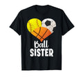 Ball Sister Heart Softball Soccer T-Shirt - Streetwear Style Unisex