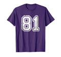 81 White Sports Team Varsity Number T-Shirt - Custom Art Print Men Women