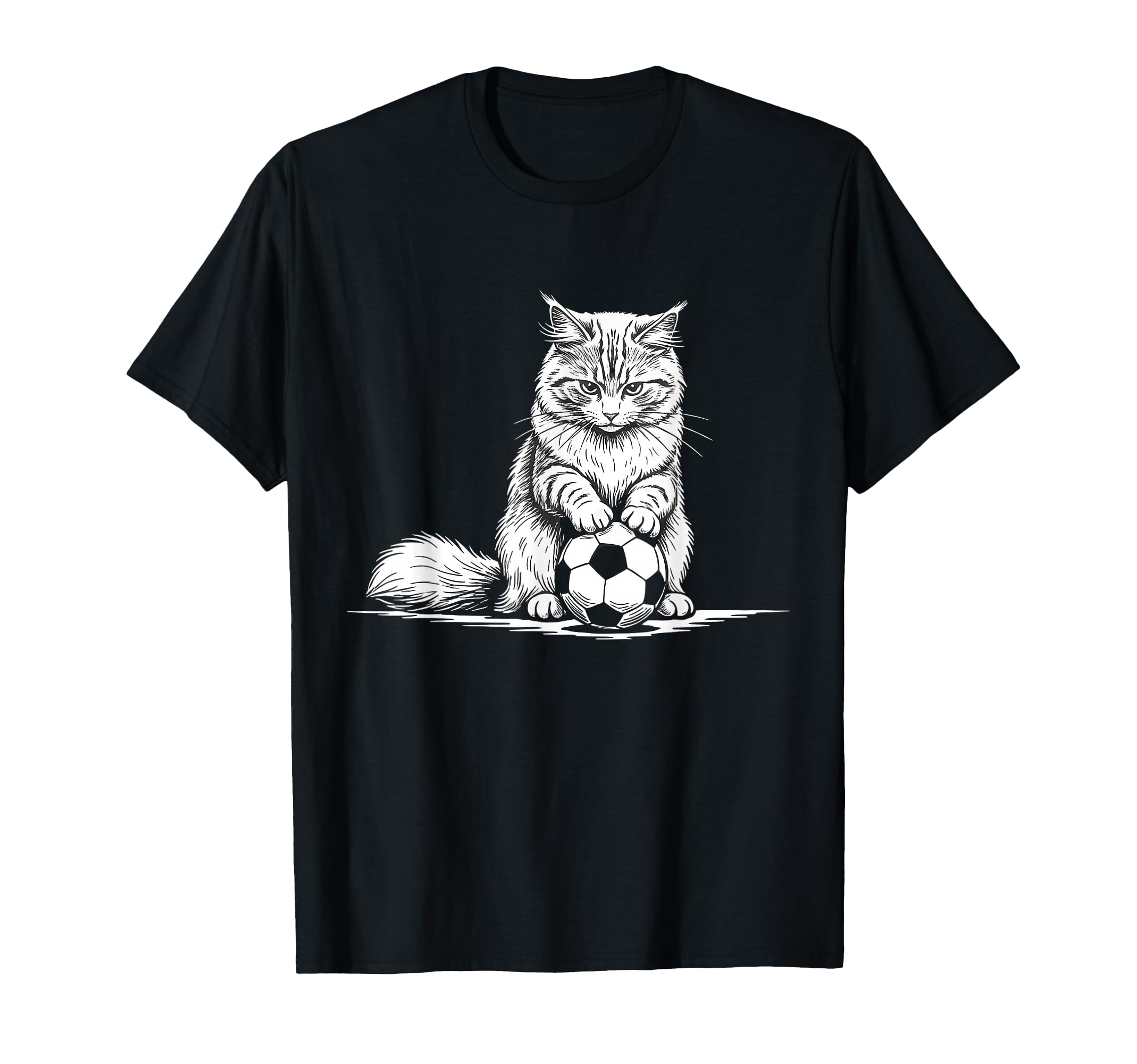 Soccer Cat Playing Ball Funny Kitten T-Shirt - Fun Novelty Design Unisex