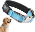 Waterproof Airtag Dog Collar - Nylon Collar with Durable Airtag Holder, Reflective&Anti-Lost with Safety Metal Buckle, Soft Padded Adjustable for Small Medium Large Dogs Blue L