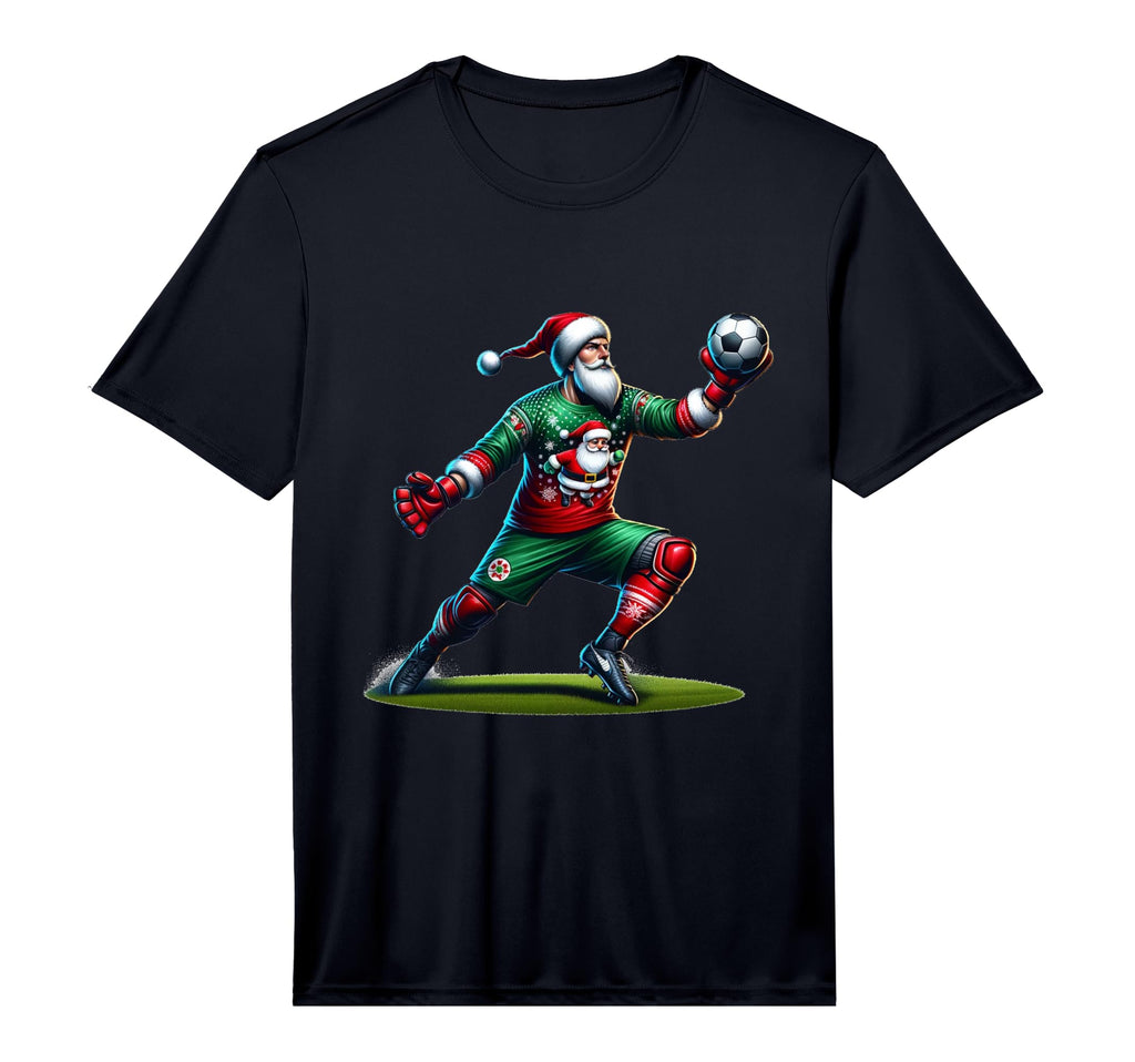 Santa Claus Soccer Goalie T-Shirt - Fun Novelty Design Men Women