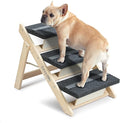 Wood Pet Stairs/Pet Steps for All Dogs and Cats - 2-in-1 Foldable Carpeted 3 Tiers Dog Stairs & Ramp Perfect for Beds and Cars - Portable Dog/Cat Ladder Up to 120 Pounds