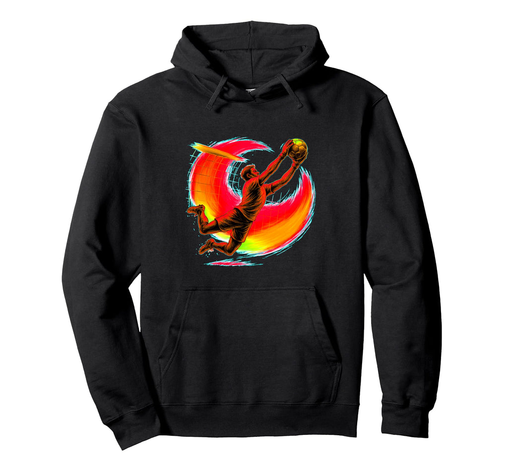 Goalie Action Flying Save And Net Hoodie - Minimalist Print Men Women