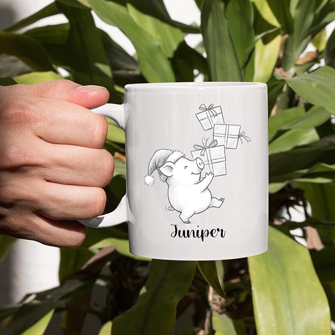 Customized Choose Name Pigs White Coffee Cup Gift For Dad Mom Daughter Son Kids, Pig Lover Accent Coffee Mug, Personalized Pig Ceramic Cup 11Oz 15Oz, Funny Pigs Travel Mug Gift For Birthday Christmas
