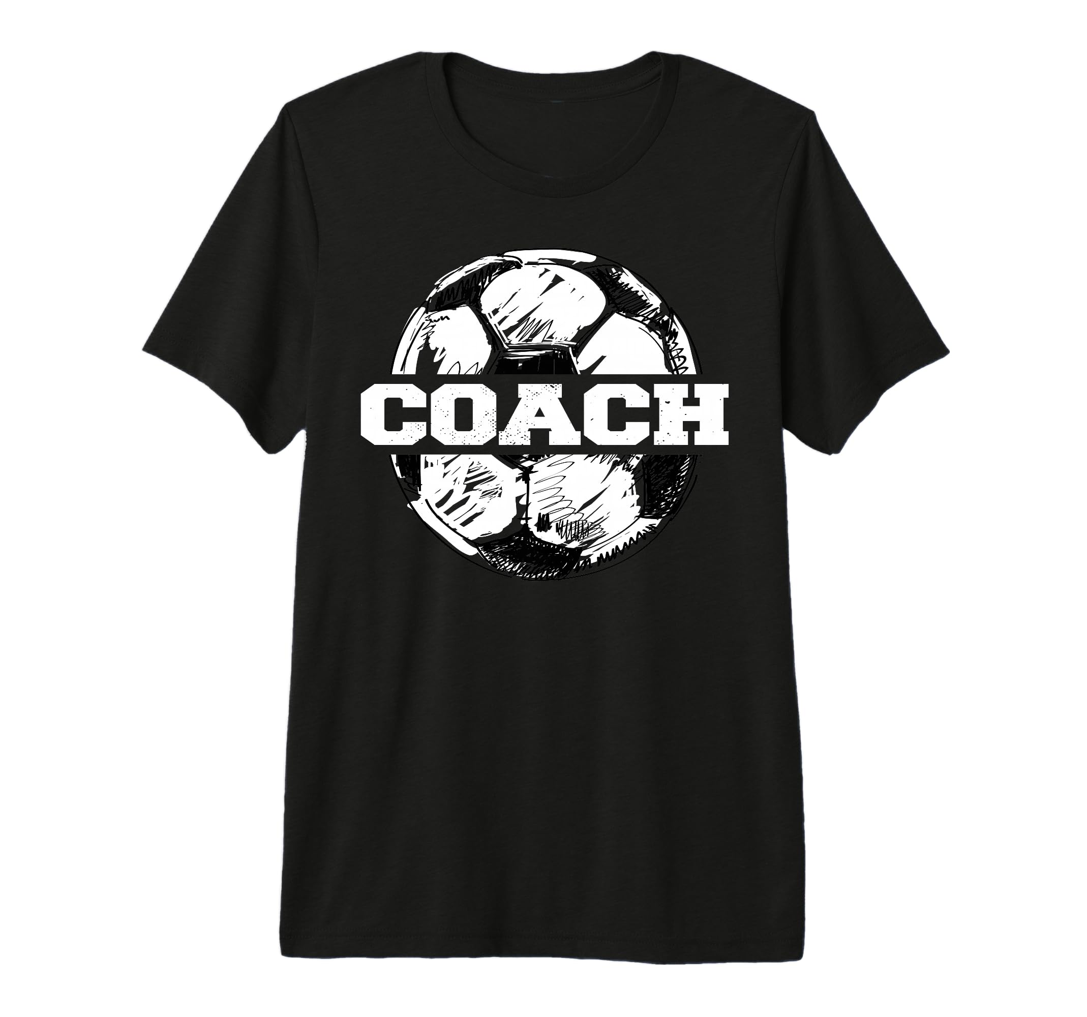 Mens Soccer Coach Soccer Ball Split T-Shirt - Minimalist Print Men Women