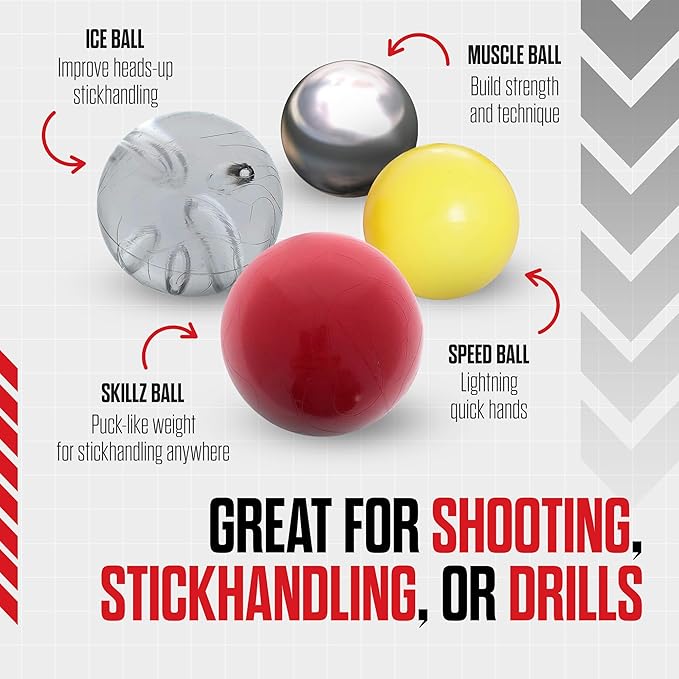 Snipers Edge Hockey Stickhandling Balls - Hockey Dangle Balls with Bag - Improve Stickhandling On and Off The Ice - Bring Anywhere!