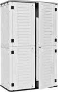 ZZM Large 67 Cu.ft Waterproof Storage Shed, Outdoor Storage Cabinet，Durable Resin Storage for Patio Furniture, Garden Tools, Pool Accessories, Mower Storage (White)