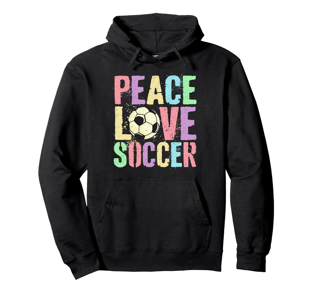 Peace Love Soccer Score Club Mom Game Hoodie - Novelty Apparel for Adults