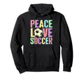 Peace Love Soccer Score Club Mom Game Hoodie - Novelty Apparel for Adults