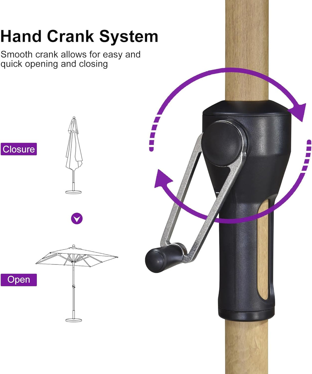 PURPLE LEAF 8' x 8' Square Patio Umbrella Market Umbrella Aluminum Outdoor Table Umbrella with Push Button Tilt & 8 Sturdy Ribs and Crank Square Outdoor Umbrellas for Pool Backyard Deck, Cream