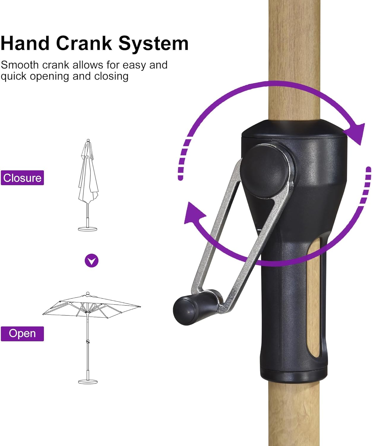 PURPLE LEAF 8' x 8' Square Patio Umbrella Market Umbrella Aluminum Outdoor Table Umbrella with Push Button Tilt & 8 Sturdy Ribs and Crank Square Outdoor Umbrellas for Pool Backyard Deck, Cream