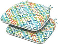 Indoor/Outdoor Chair Cushions 16x17 Inch, Patio Chair Cushions with Ties, All Weather Seat Cushions for Patio Furniture Home Garden Chair Use, Set of 2,Acapa Opal Geometric