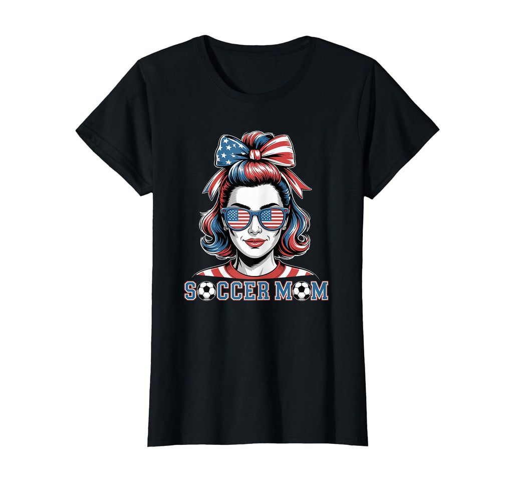 Patriotic Soccer Mom American Flag T-Shirt - Casual Everyday Wear Unisex