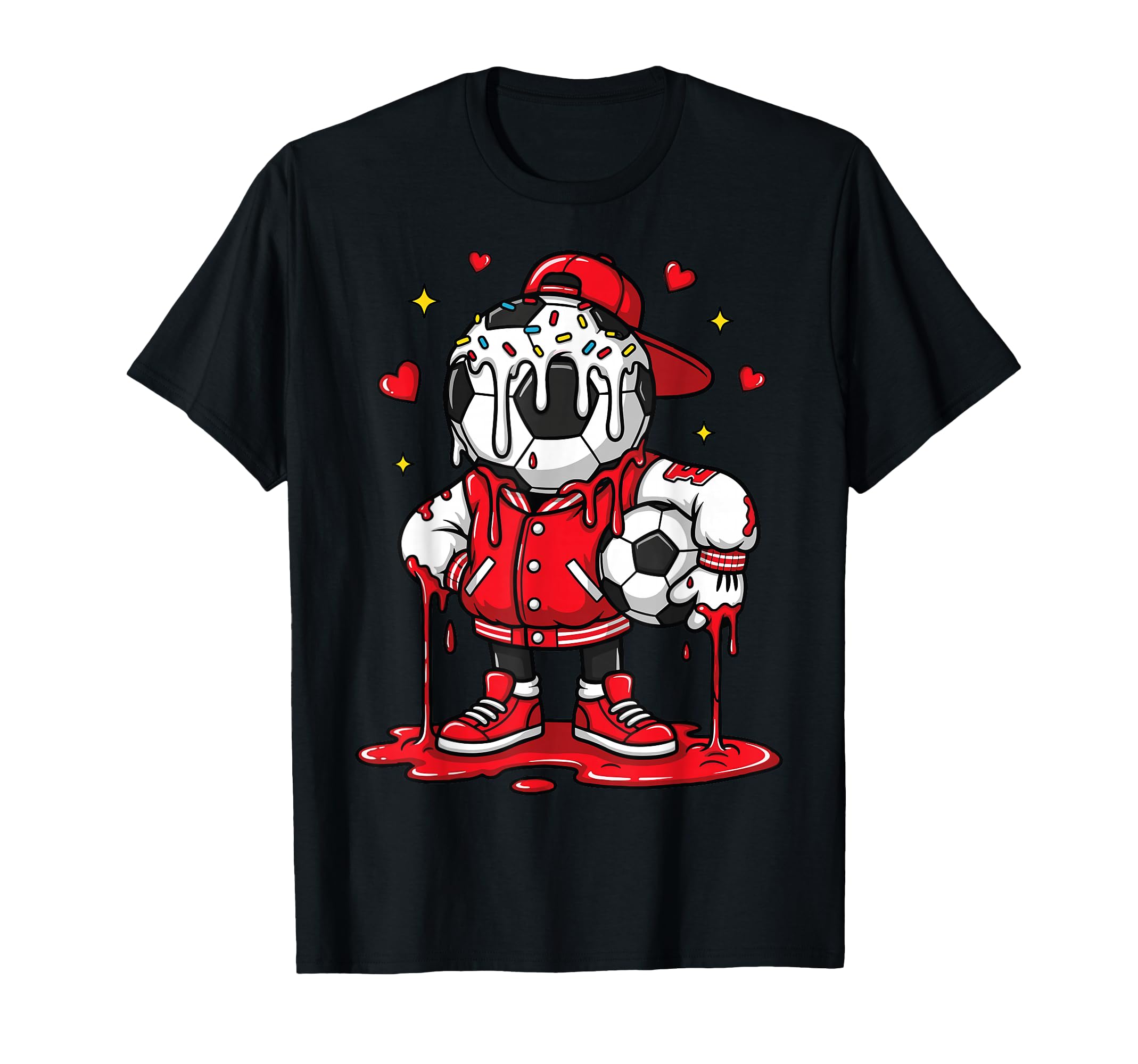 Valentines Day Dripping Soccer Candy T-Shirt - Custom Art Print Men Women