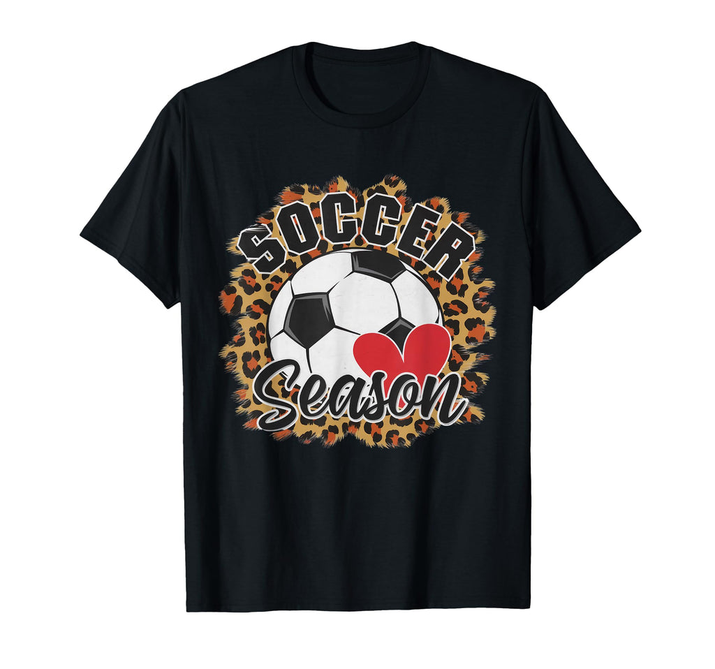 Soccer Season Leopard Heart Sport T-Shirt - Aesthetic Graphic Men Women