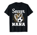 Soccer Nana Leopard Heart Grandma T-Shirt - Casual Everyday Wear Men Women