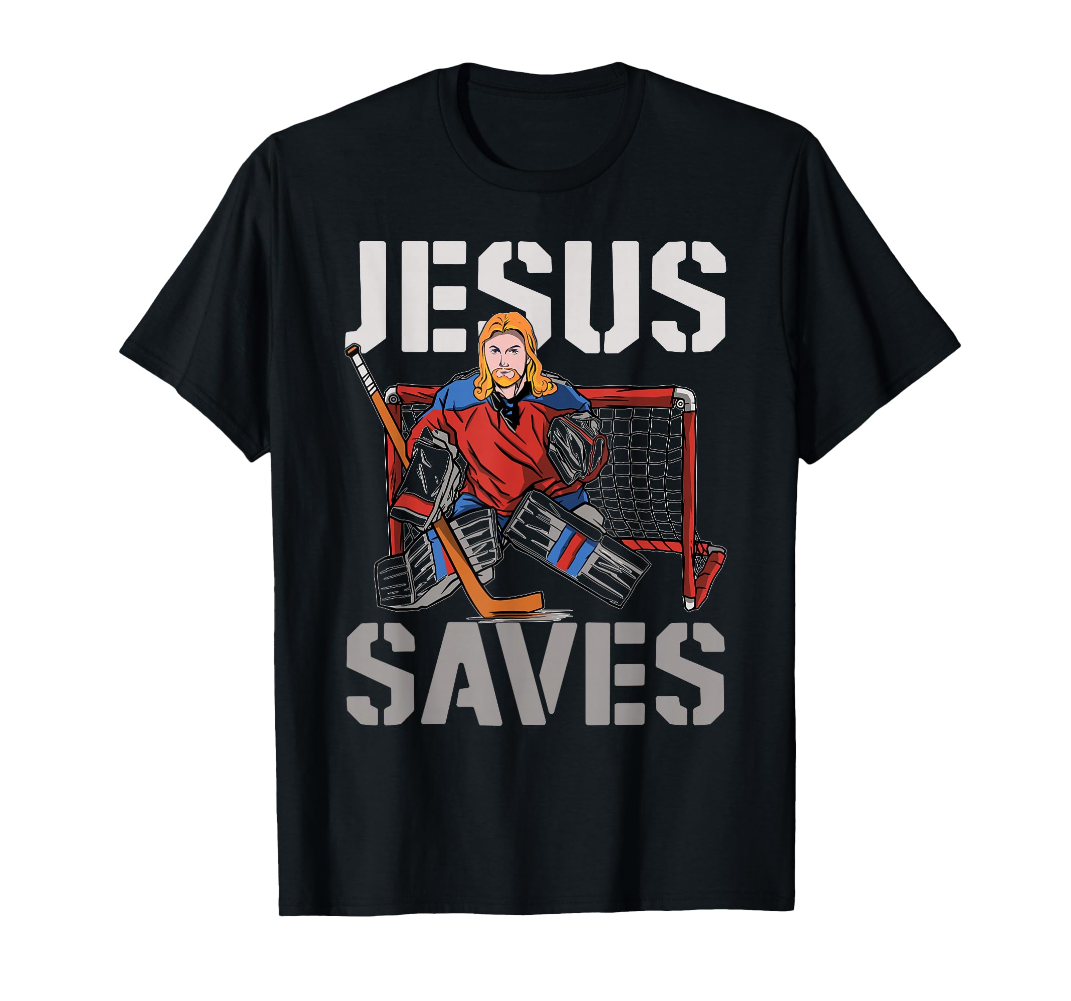 Ice Hockey Goalie Goalkeeper Jesus T-Shirt - Fun Novelty Design for Adults