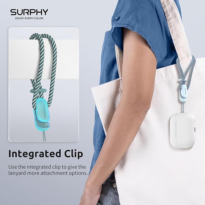 SURPHY 2 Pack Phone Lanyard for Cellphone Case, Phone Wrist Strap for Case, Cellphone Strap with 2-Color Braided, Charm Wrist Lanyard for Women and Men, Cloud Blue & Green