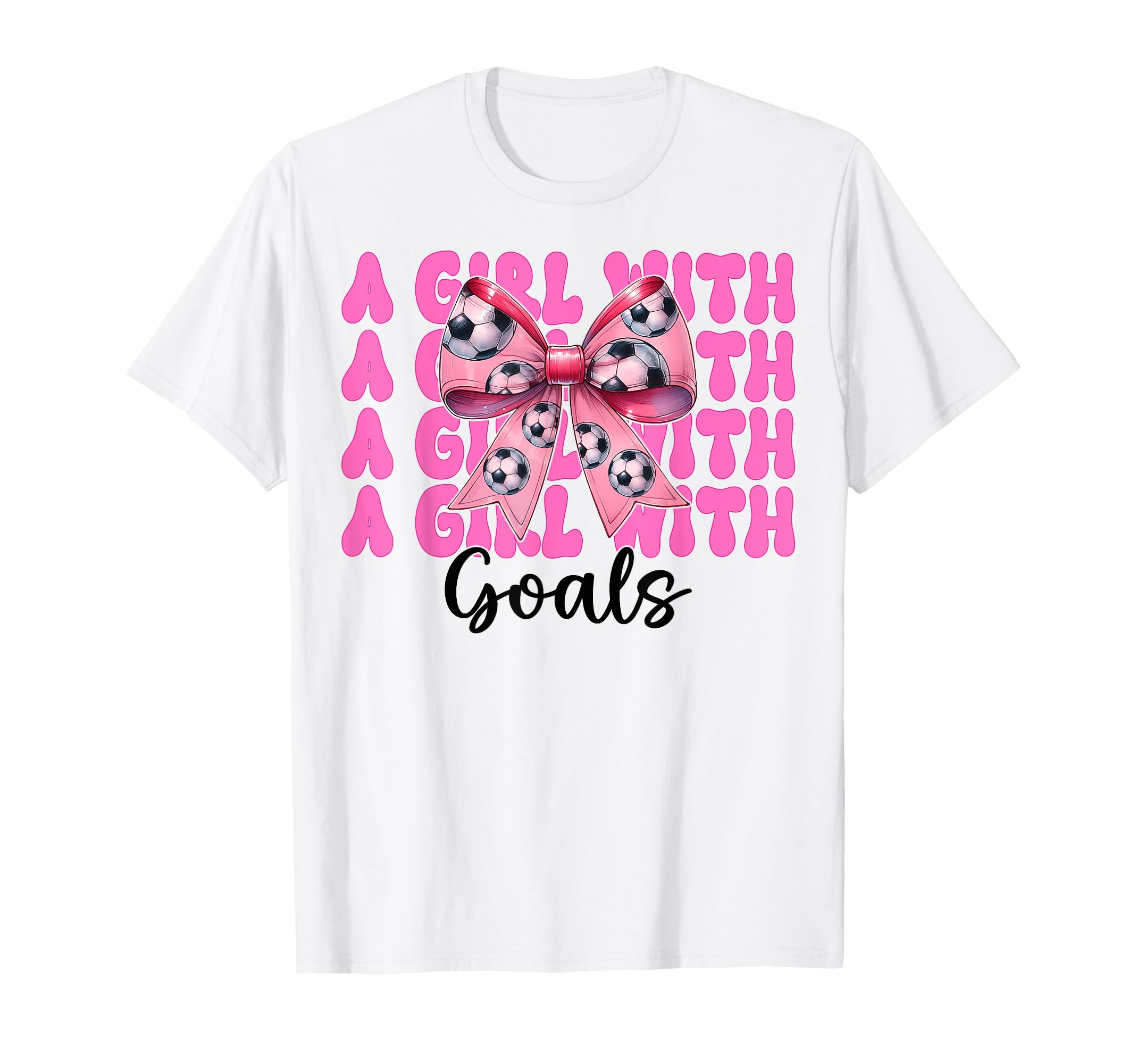 Goals Soccer Coquette Bow T-Shirt - Graphic Print for Adults