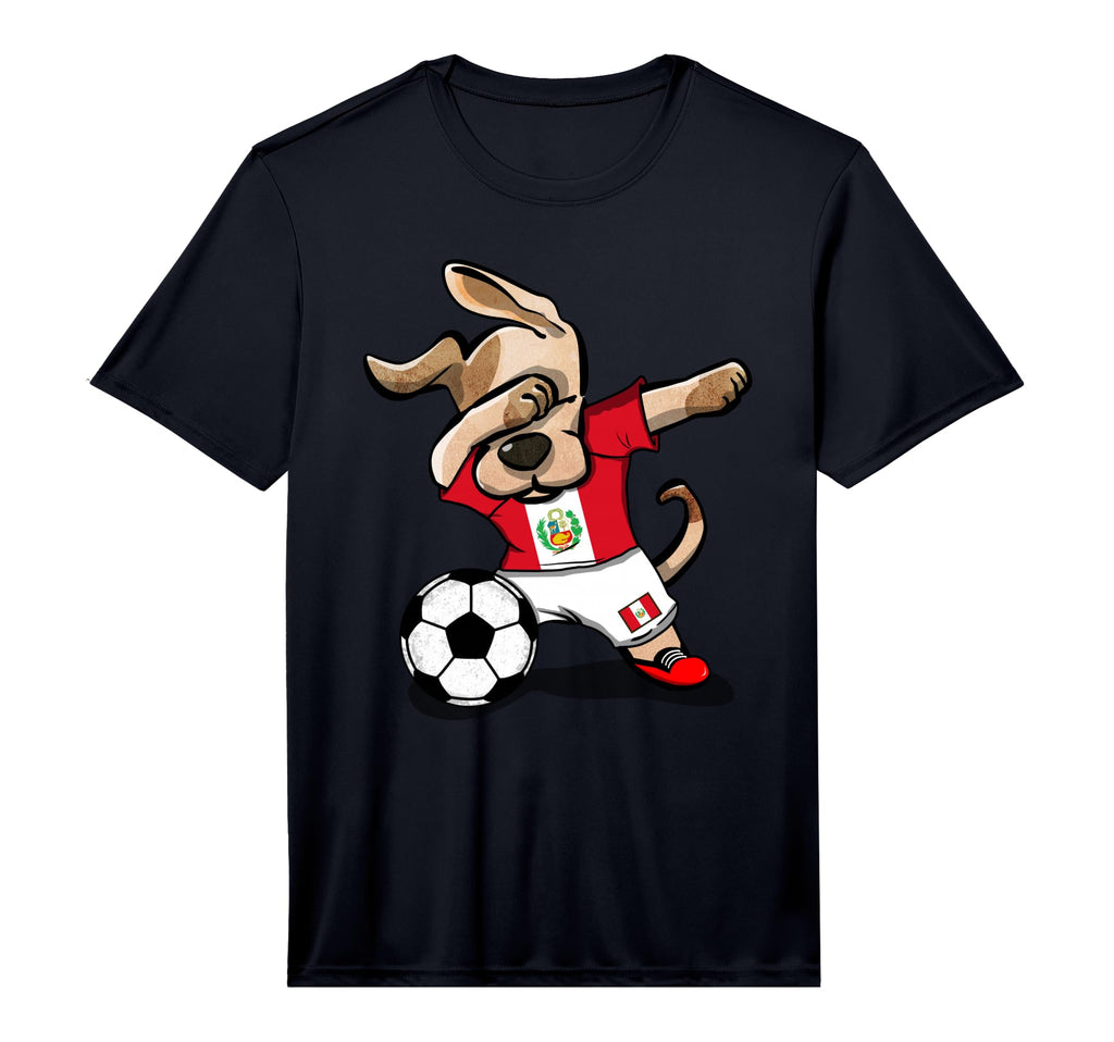 Dabbing Dog Peru Soccer Fans Jersey T-Shirt - Novelty Apparel Unisex