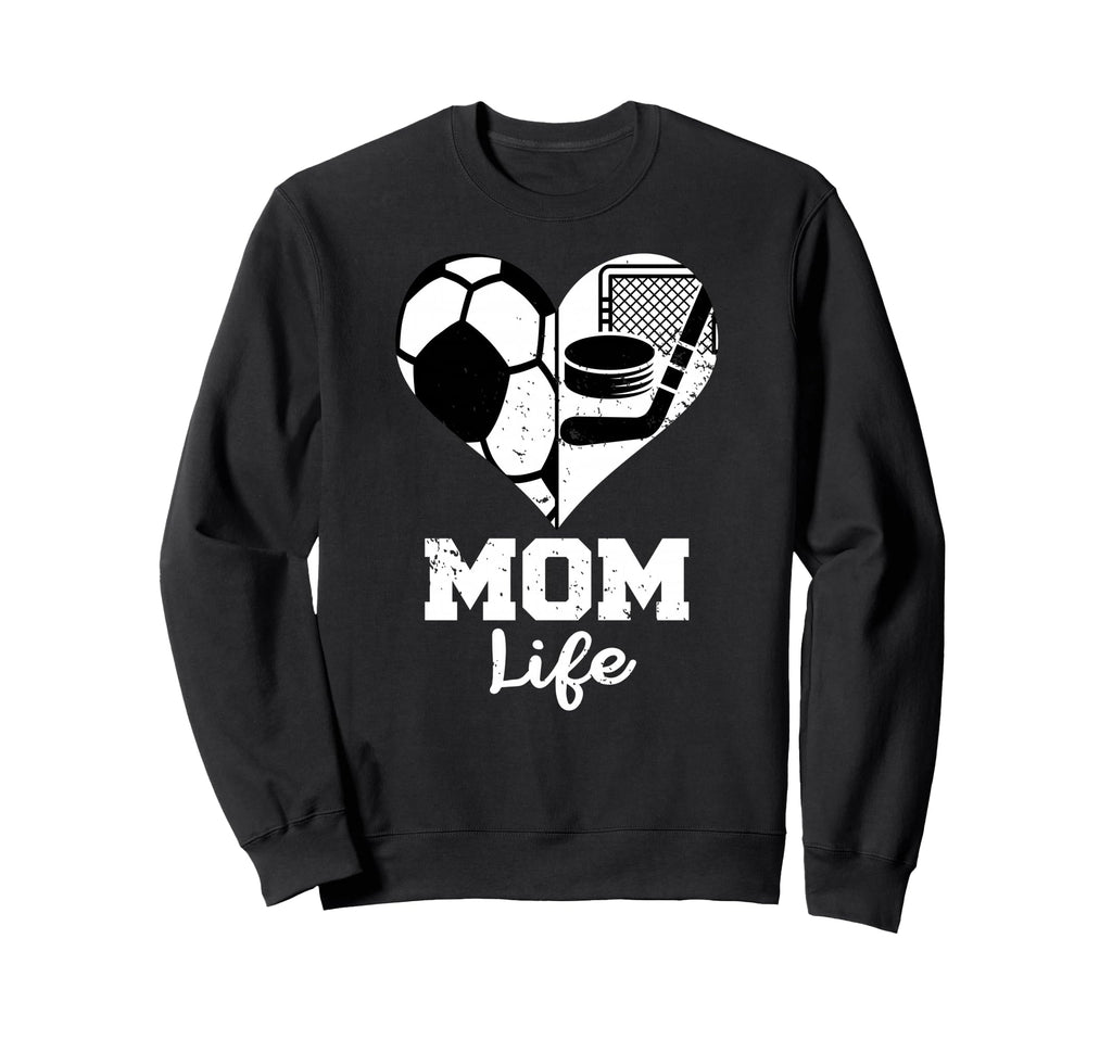 Mom Life Heart Funny Soccer Hockey Sweatshirt - Graphic Print for Adults