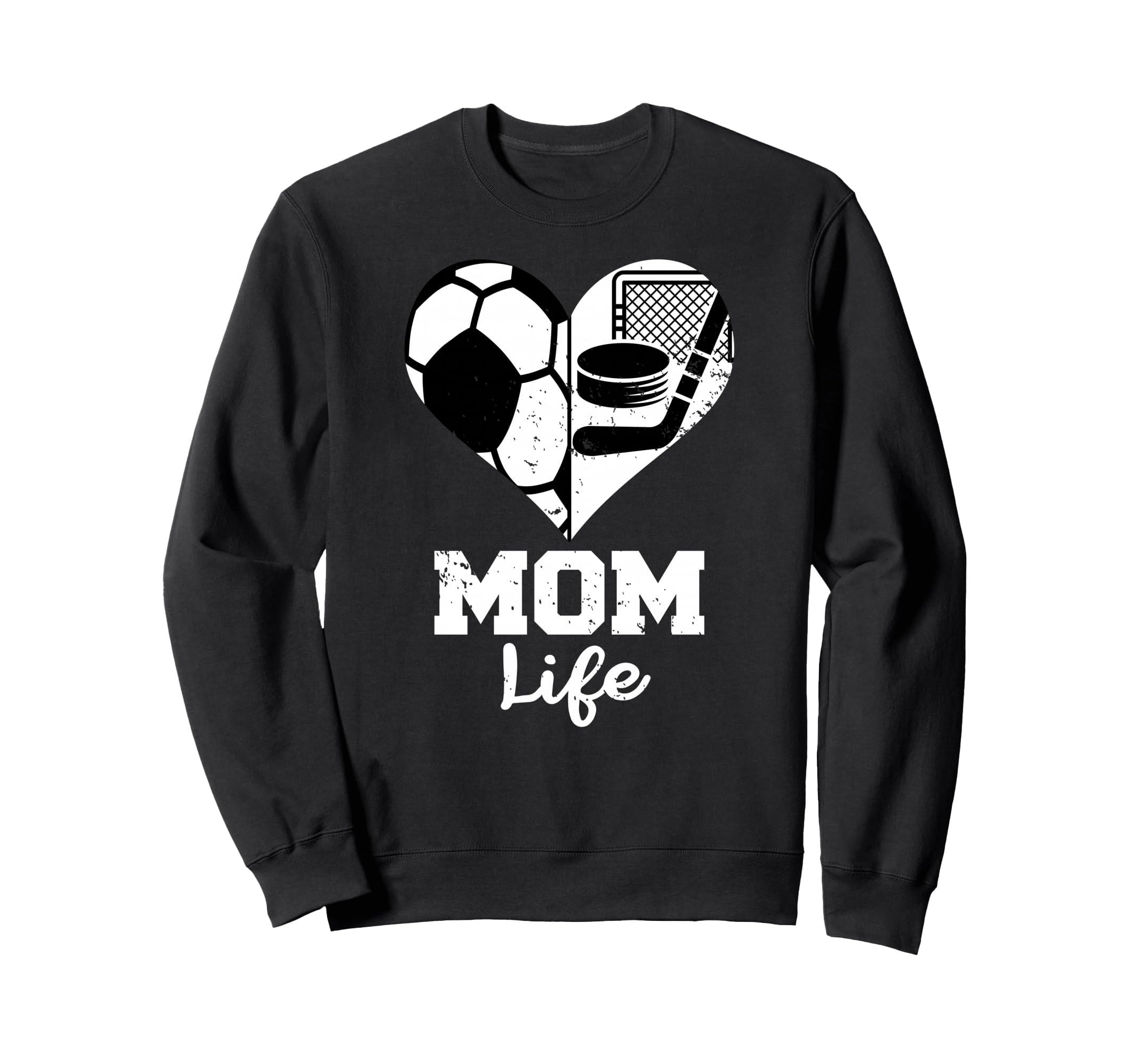 Mom Life Heart Funny Soccer Hockey Sweatshirt - Graphic Print for Adults