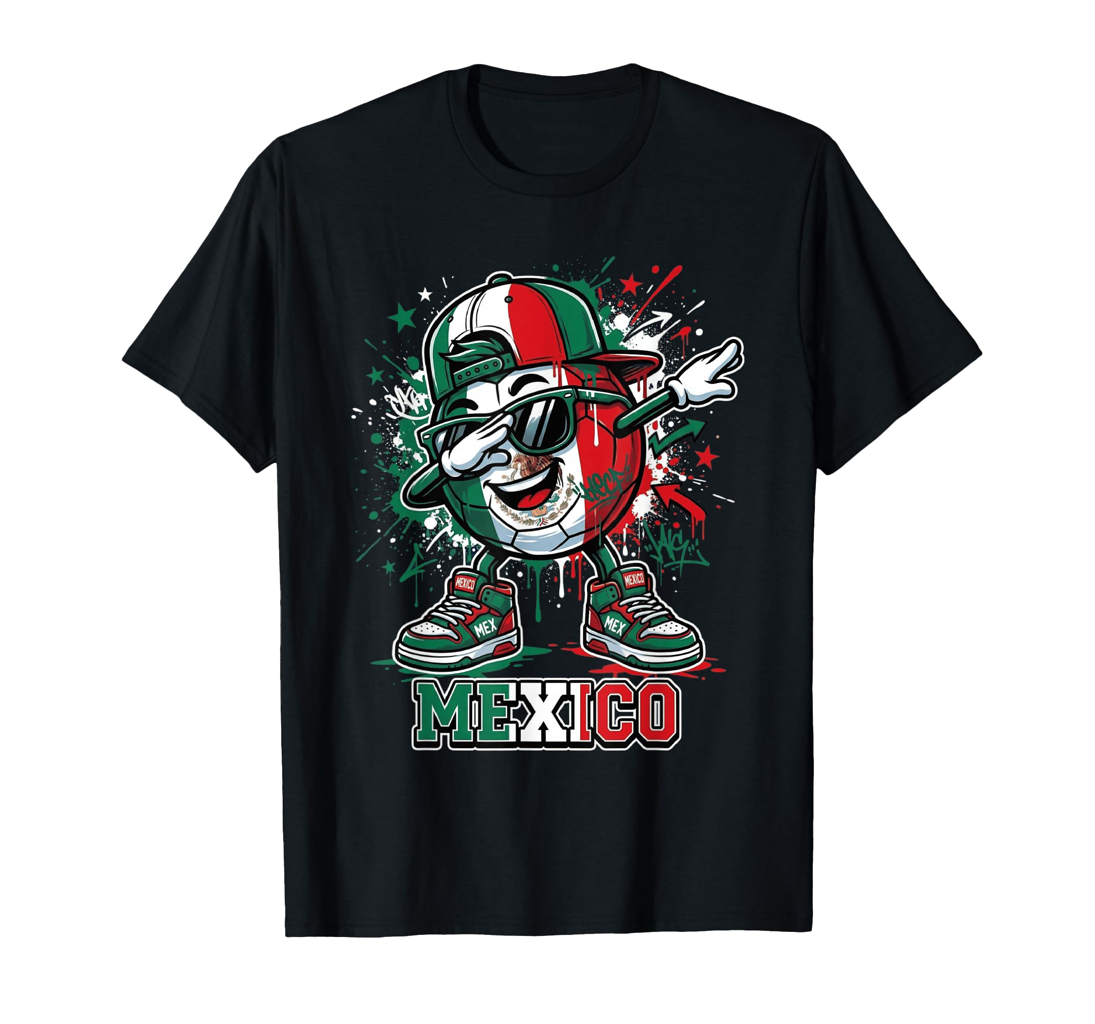 Mexican Dabbing Soccer Ball Graffiti T-Shirt - Streetwear Style Unisex