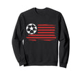 Soccer American Flag Patriotic Sweatshirt - Graphic Print for Adults