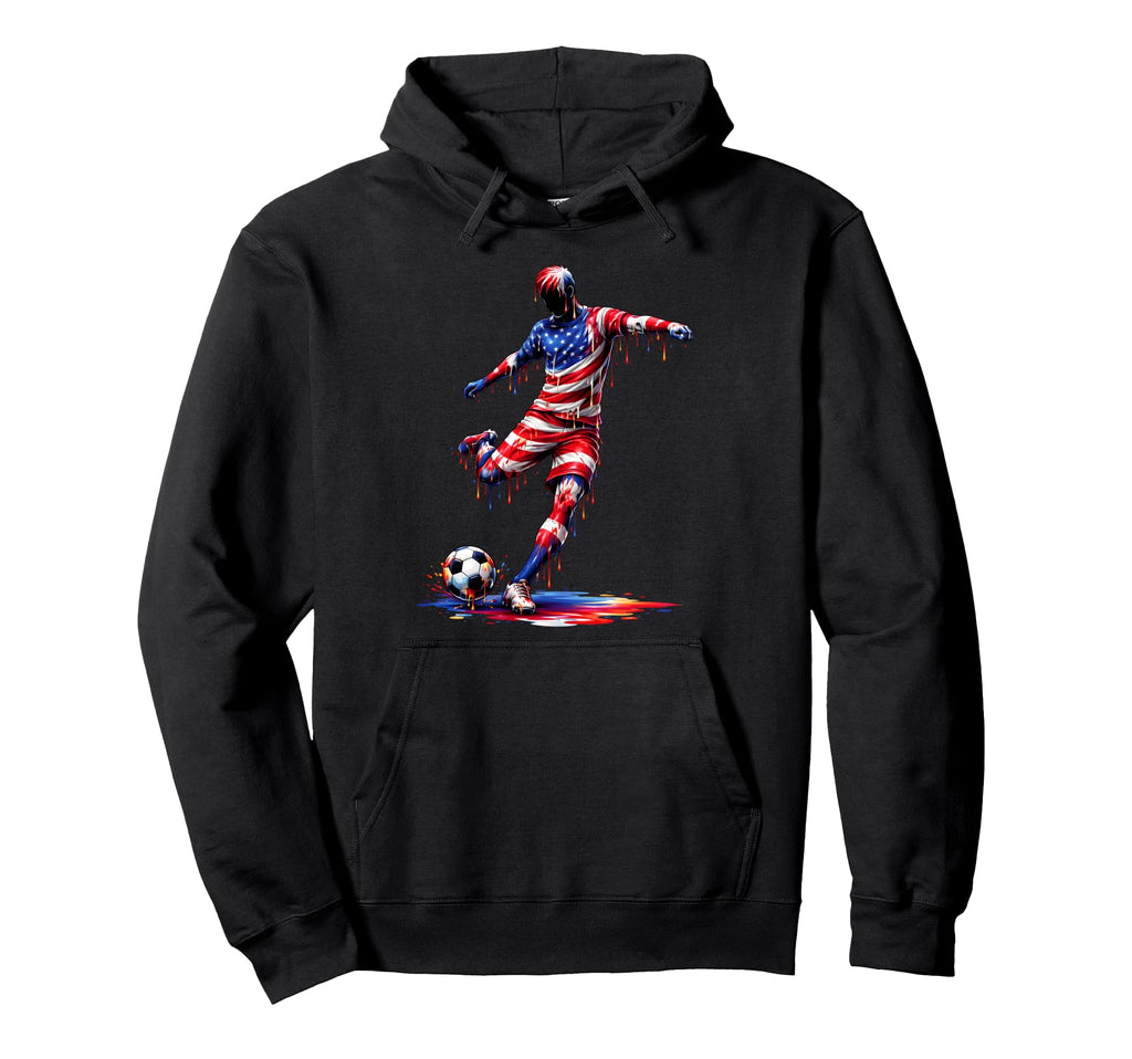 Soccer Drip American Flag 4Th Hoodie - Casual Everyday Wear for Adults