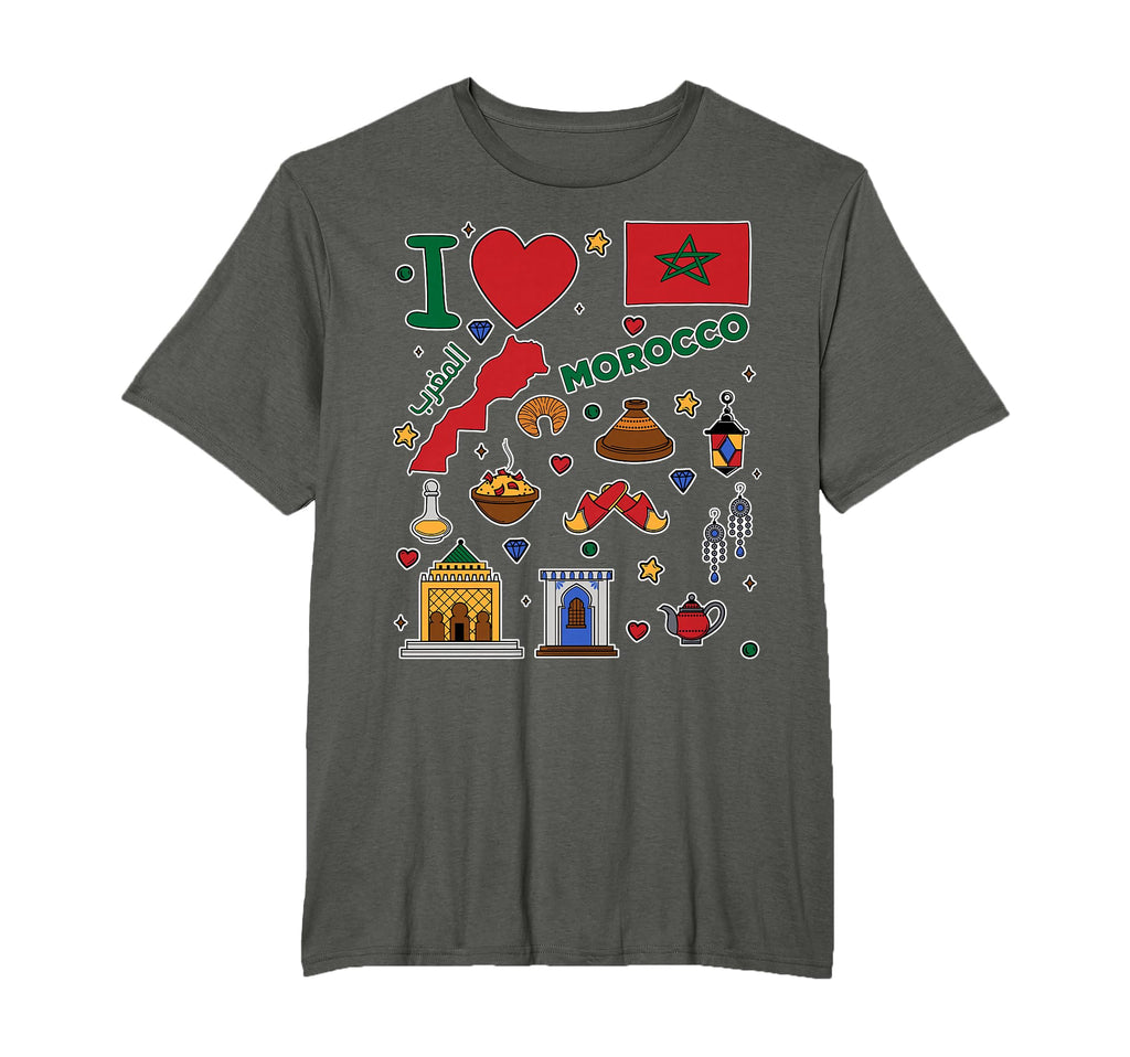 I Love Morocco Hand Drawn Moroccan T-Shirt - Streetwear Style Men Women