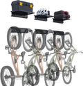 VEVOR Bike Storage Rack, 6 Bike Racks and 3 Helmets Hooks, Wall Mount Bike Storage Hanger with 3 Shelves, Home & Garage Organizer, Customizable for Various Bike Sizes, Holds Up to 300 lbs, 48-inch