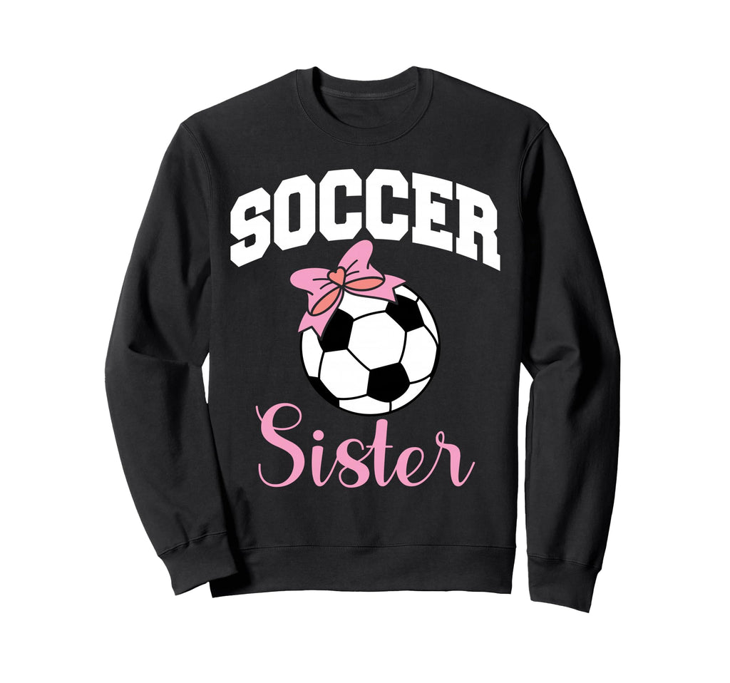 Soccer Sister Bow Soccer Ball Sweatshirt - Casual Everyday Wear Unisex