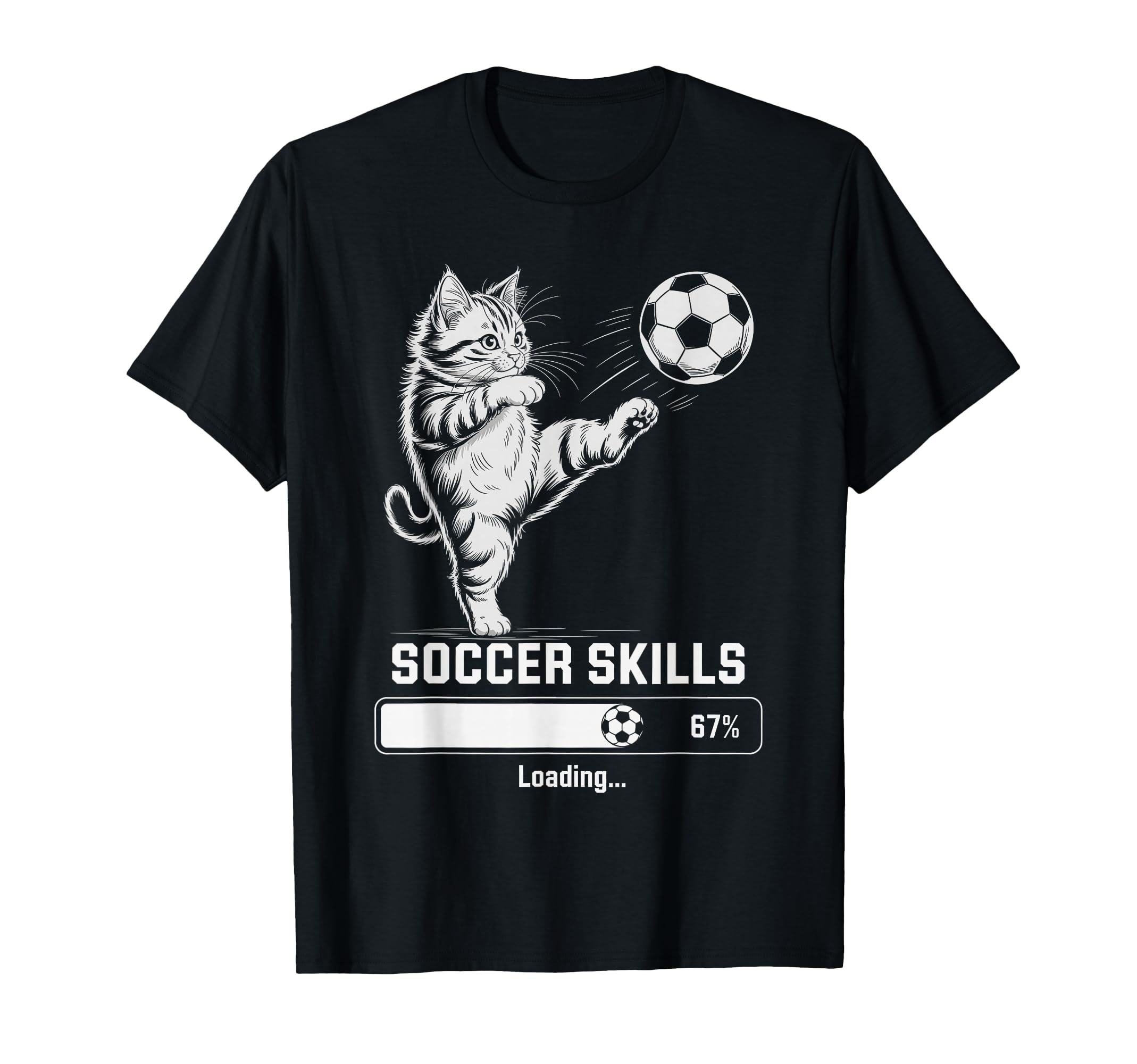 Kawaii Soccer Skills Loading Cat Mom My T-Shirt - Graphic Print Men Women