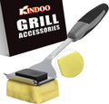 Grill Cleaning Brush Bristle Free for Outdoor Grill Brush Extended Handle for Cast Iron Stainless-Steel Grates, Replaceable BBQ Cleaner Brush Head, Steam Safe Grill Brush with Scraper, Black