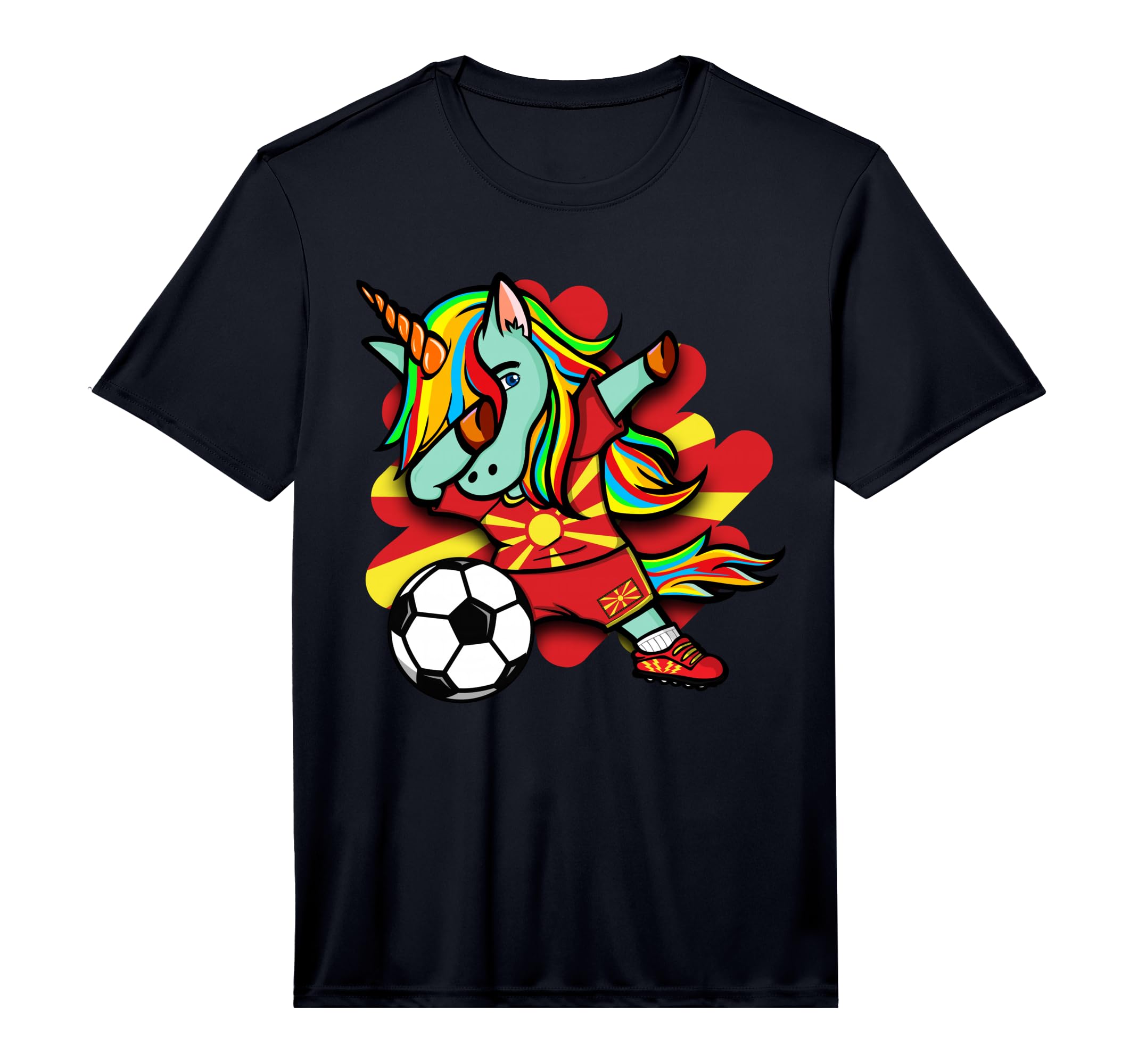 Dabbing Unicorn Macedonia Soccer Lovers T-Shirt - Trendy Graphic Men Women