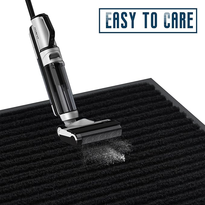 Rubber Door Mat About W3' ×L16' Heavy Duty Large Outdoor Indoor Mat Durable Entrance Doormat Waterproof Rubber Back Rugs for Home Entryway Patio Porch Office Business Areas (Jet Black)