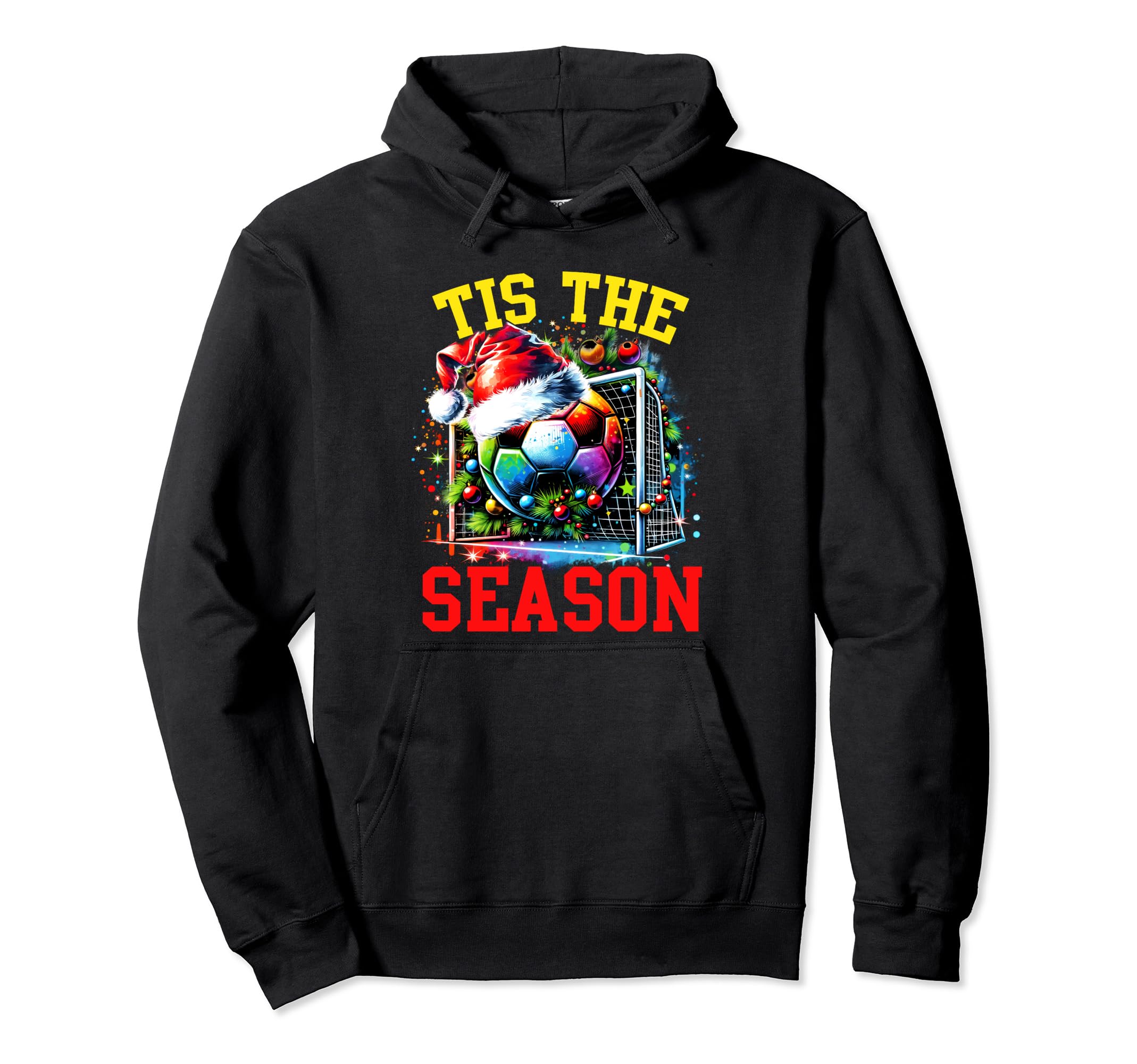 Tis Season Soccer Ball Santa Hat Hoodie - Unique Graphic Unisex