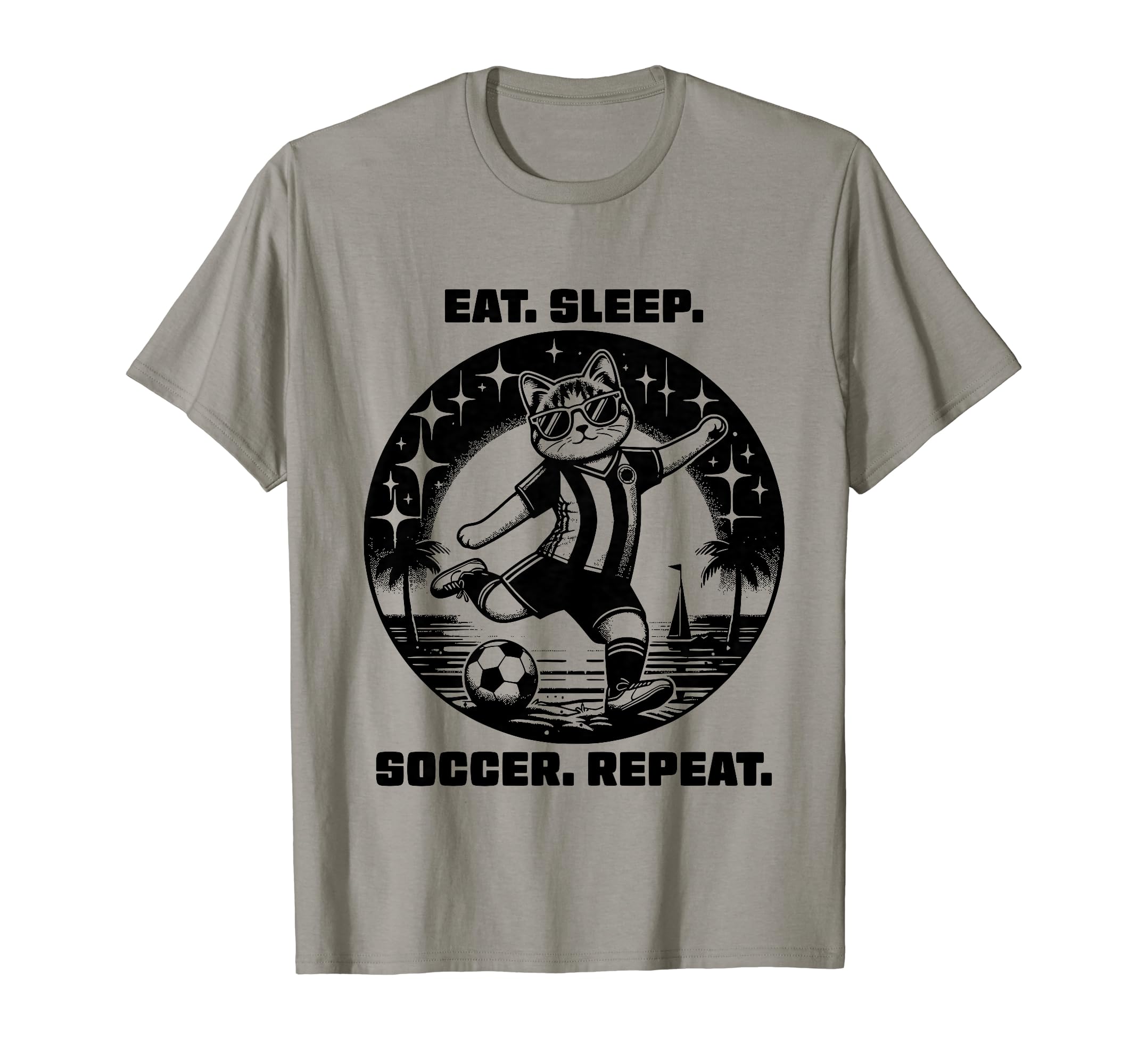 Eat Sleep Soccer Repeat Funny Soccer T-Shirt - Fun Novelty Design Unisex