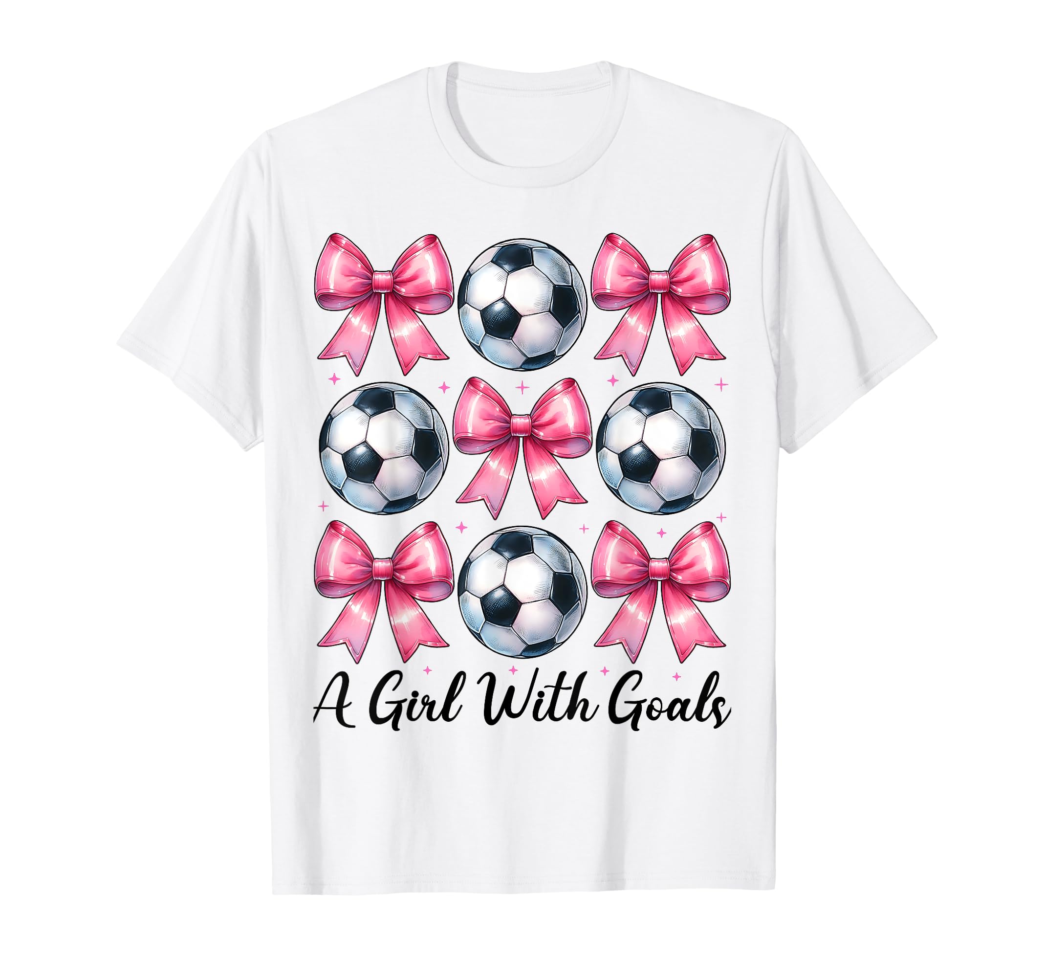 Goals Soccer Coquette Bow T-Shirt - Unique Graphic Unisex