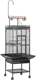 VIVOHOME 72 Inch Wrought Iron Large Bird Cage with Play Top and Stand for Parrots Lovebird Cockatiel Parakeets Black