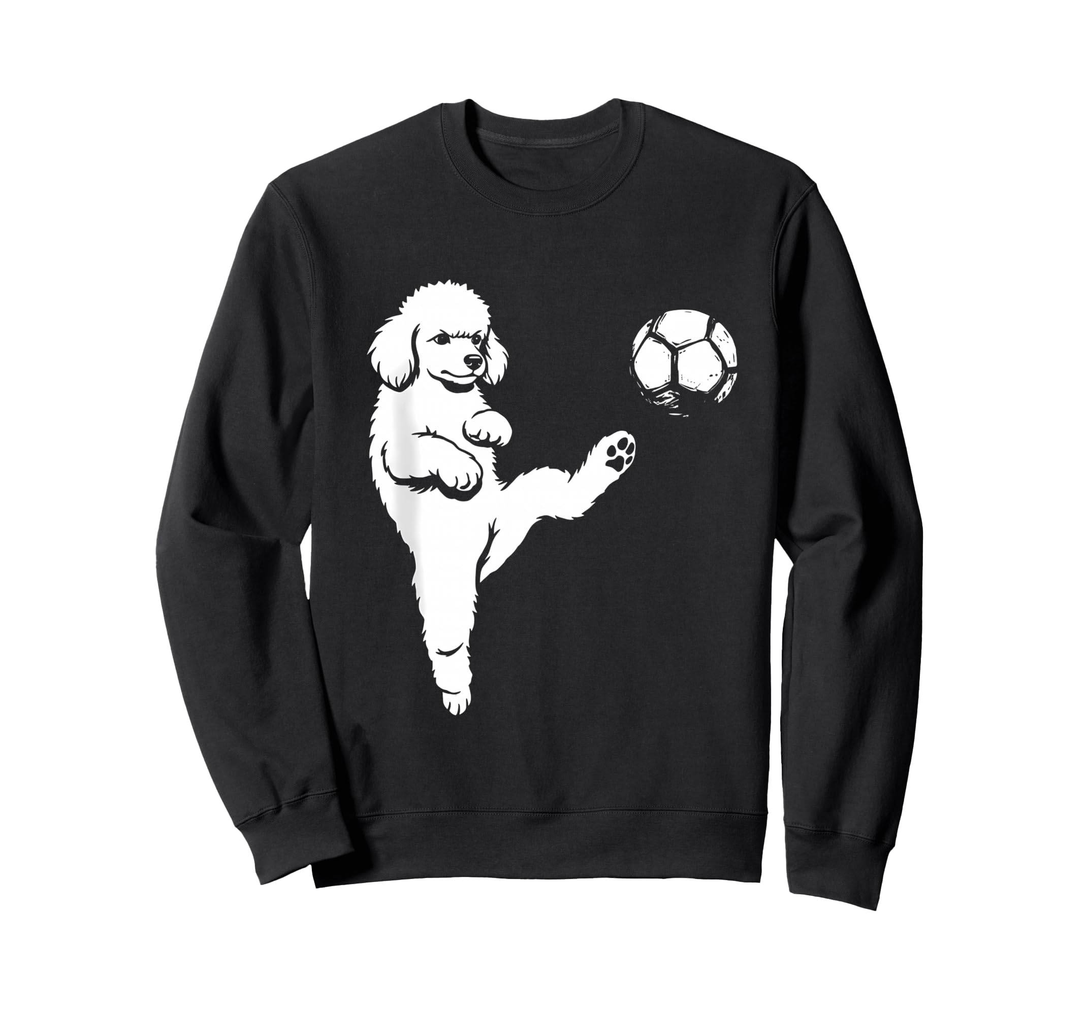 Soccer Poodle Kicking Ball Funny Sweatshirt - Casual Everyday Wear Unisex