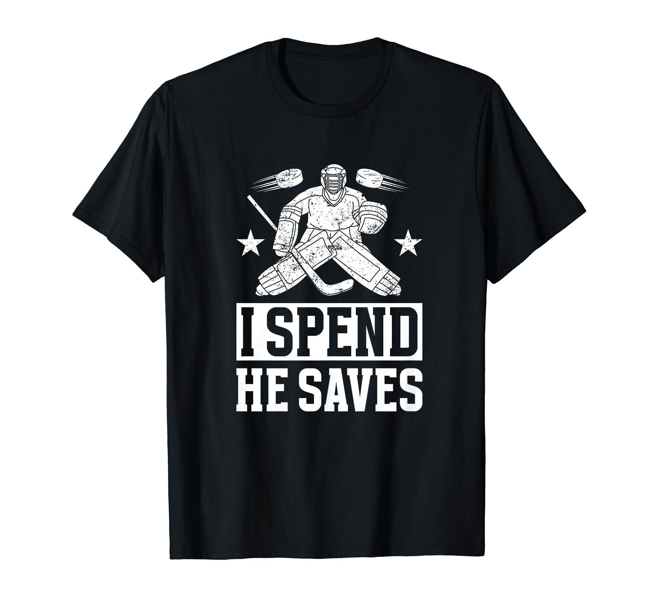 He Saves Hockey Goalkeeper Mom Ice Hockey T-Shirt - Graphic Print Unisex