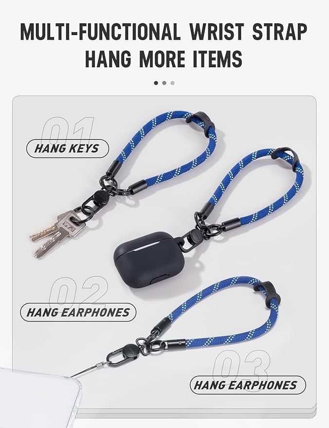 project-cb Phone Wrist Strap×1,Phone Tether Tab×2,Phone Wristlet,Phone Lanyard Wrist Strap,Key Holder,KeyChain,Key Ring×2(Titanblue-S)