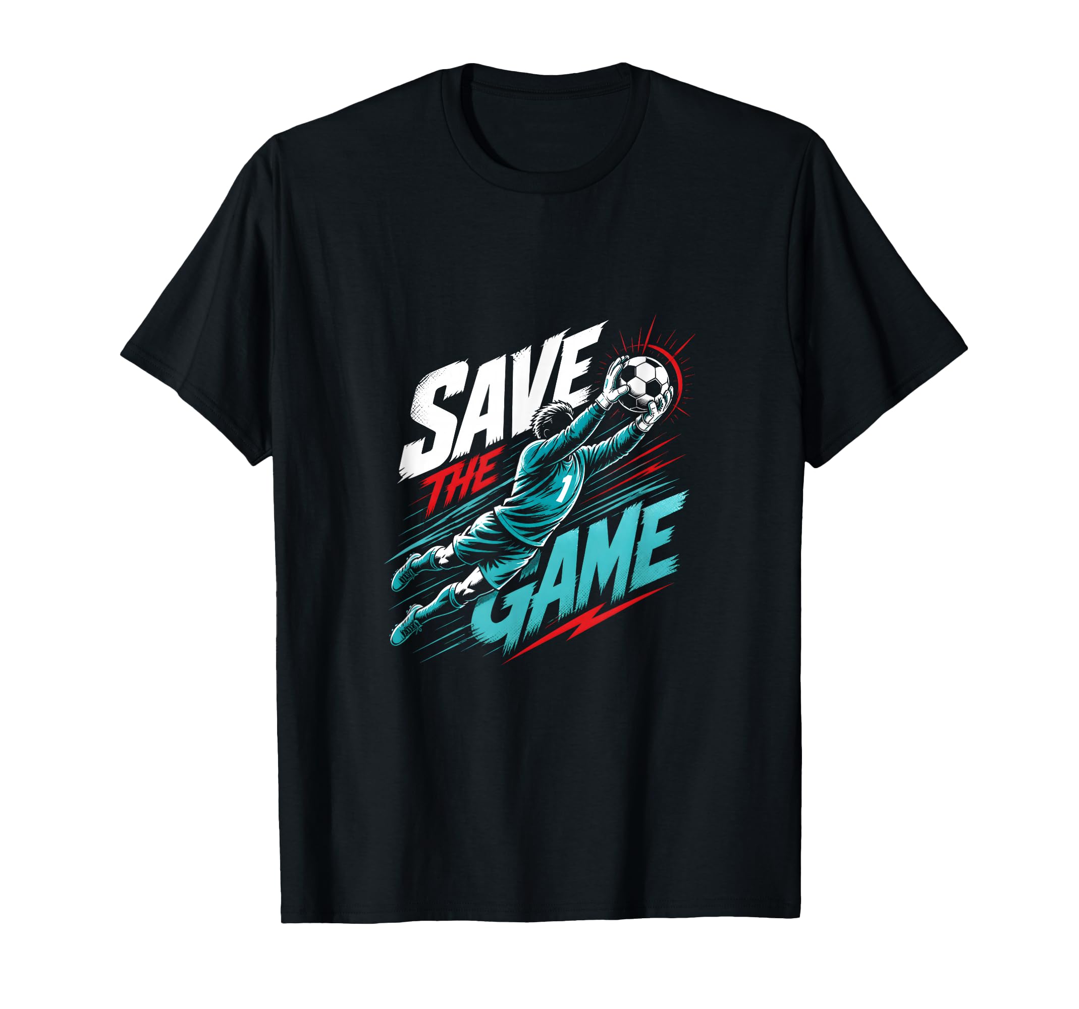 Goalkeeper Diving Save Action Soccer T-Shirt - Custom Art Print Men Women