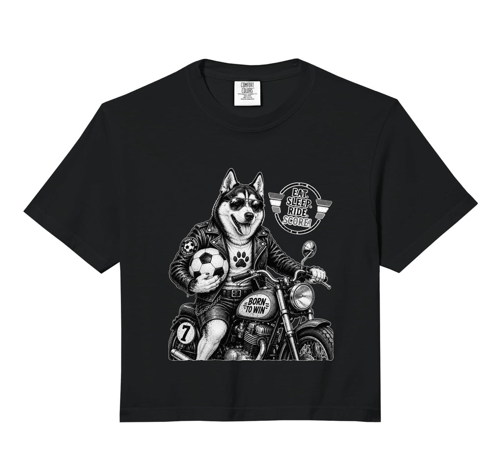 Husky Motorbike Love Footbal T-Shirt - Casual Everyday Wear for Adults