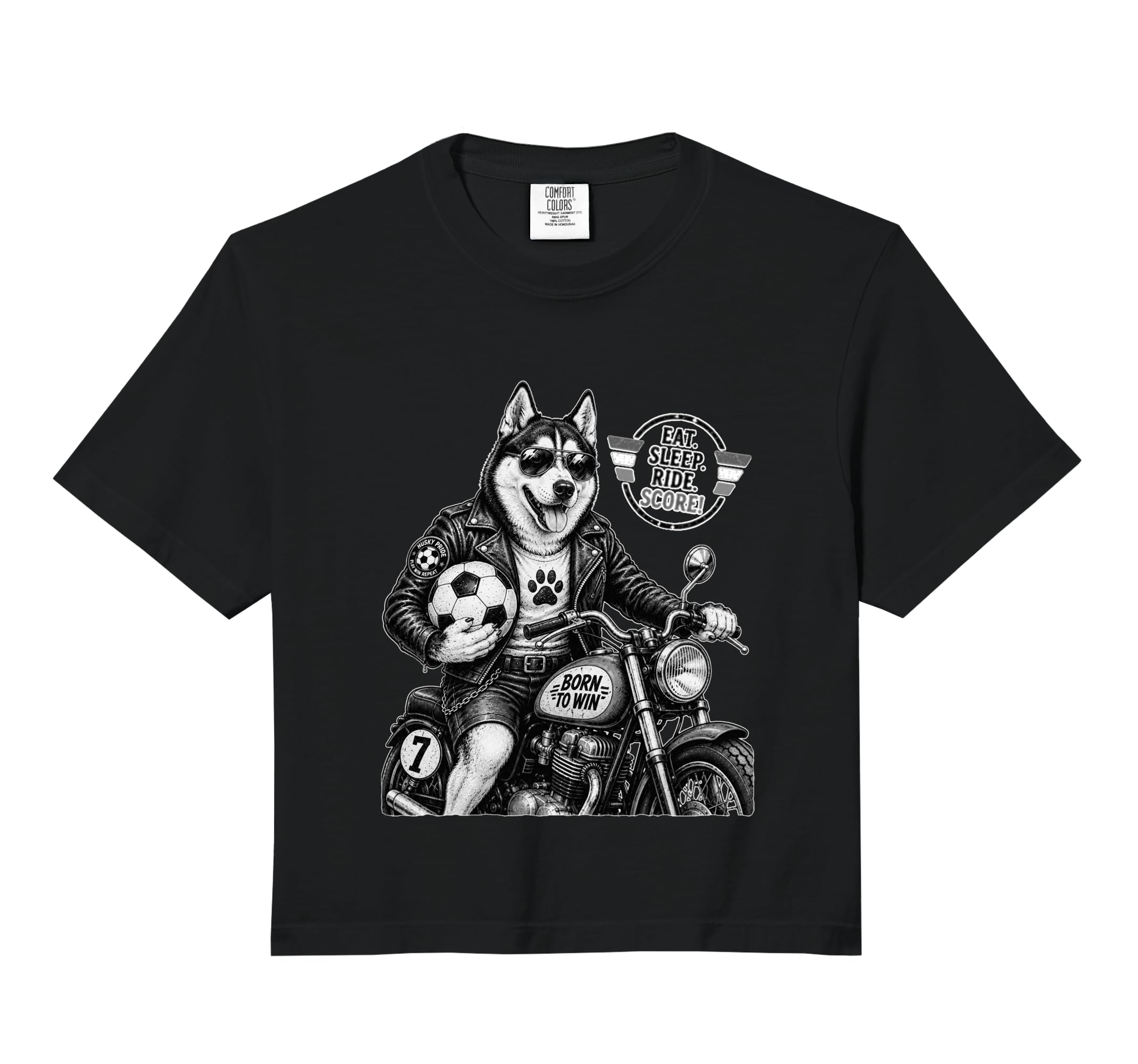 Husky Motorbike Love Footbal T-Shirt - Casual Everyday Wear for Adults